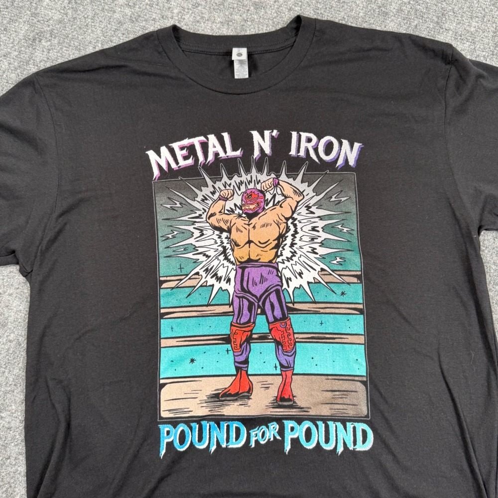 Next Level Apparel Shirt Large Graphic T Shirt Black Metal N Iron Luchador Men's